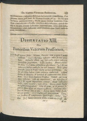 Dissertatio XIII. De Funeribus Veterum Prussorum.