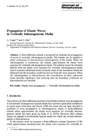 Propagation of elastic waves in vertically inhomogeneous media