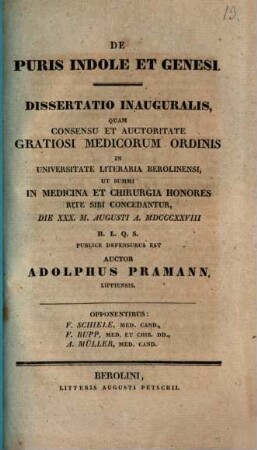 De puris indole et genesi : dissertatio inauguralis