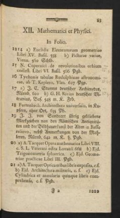 XII. Mathematici et Physici