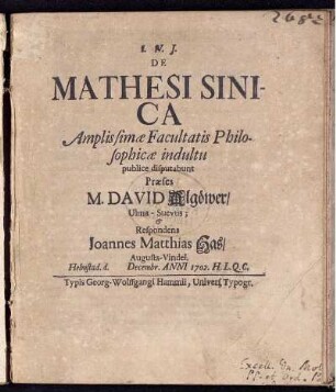 De Mathesi Sinica