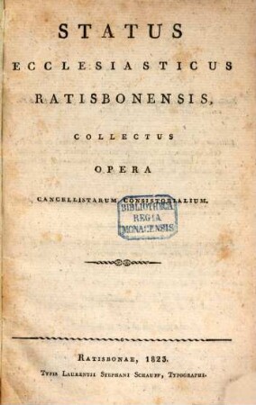 Status ecclesiasticus Ratisbonensis. 1823