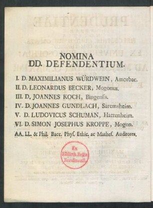 Nomina DD. Defendentium