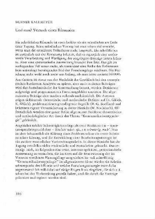 Und nun? Versuch eines Résumées