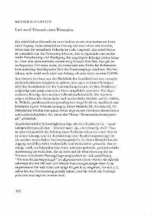 Und nun? Versuch eines Résumées