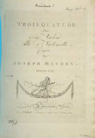 Trois quatuor pour deux violons, alto et violoncelle : oeuvre XVIII, Livre 2