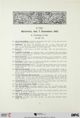 II. Tag: Mittwoch, den 7. Dezember 1910. A. Vormittag 10 Uhr (Nr. 283-448)