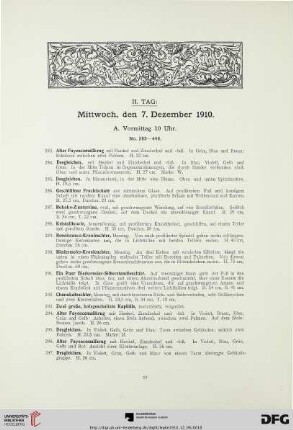 II. Tag: Mittwoch, den 7. Dezember 1910. A. Vormittag 10 Uhr (Nr. 283-448)
