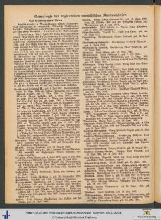 Genealogie der regierenden europäischen Fürstenhäuser.
