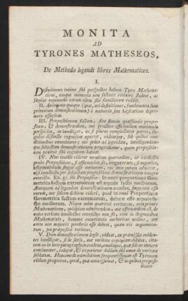 Monita Ad Tyrones Matheseos, ...