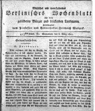 427stes Stueck, Sonnabend, den 8. Maerz 1817