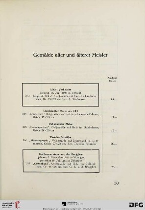 Gemälde alter und älterer Meister (Nr. 213-296)