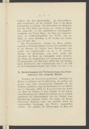 II. Bestrebungen zur Verbesserung des Fahrwassers der unteren Mosel.
