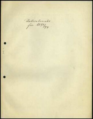 Jahresbericht der Zweiganstalt Athen für das Jahr 1893/1894