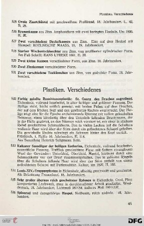 Plastiken – Verschiedenes (Nr. 532-552)