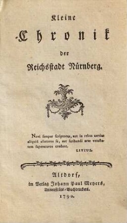 Kleine Chronik der Reichsstadt Nürnberg