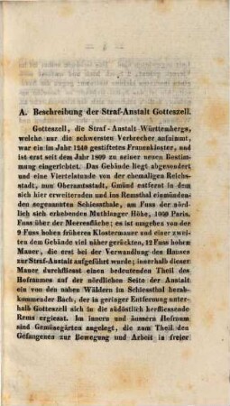 Die Straf-Anstalt Gotteszell, mit besonderer Rücksicht auf die in derselben vorkommenden Krankheiten : Eine Inaugural-Dissertation