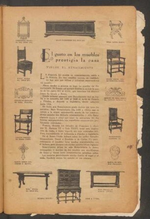 El gusto en los mueblos prestigia la casa : Vuelve el Renacimiento