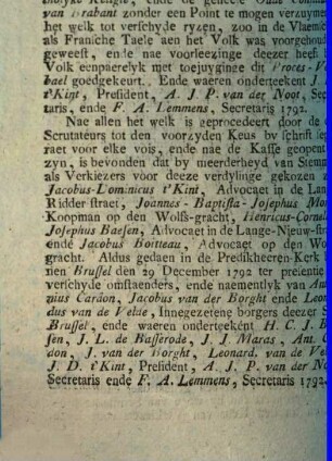 Proces-Verbael, Gehouden in de Predikheeren-Kerk binnen Brussel op den 29 December 1792