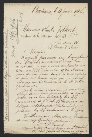 Brief an Charles G... Volkert und B. Schott's Söhne : 11.02.1916