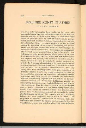Berliner Kunst in Athen / Paul Thiersch