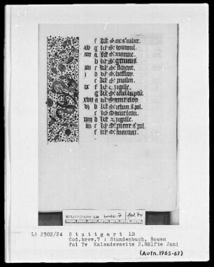 Lateinisch-französisches Stundenbuch (Livre d'heures) — Teilbordüre, Folio 7verso