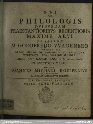 De Philologis Quibusdam Praestantioribus Recentioris Maxime Aevi