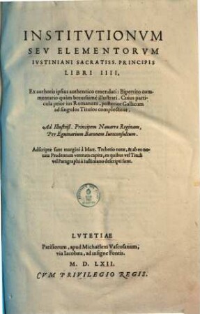 Institutionum seu elementorum Iustiniani libri III. : Bipertito commentario quam brevissime illustrati ...
