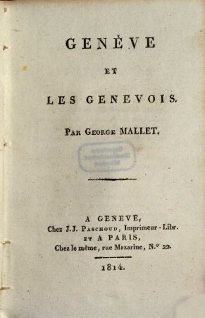 Genève et les Genevois