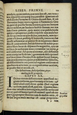 De definitione, descriptione, etymologia & proprio. Caput XX.