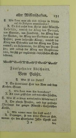 Funfzehnter Abschnitt. Vom Pabste