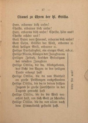 Litanei zu Ehren der hl. Ottilia.