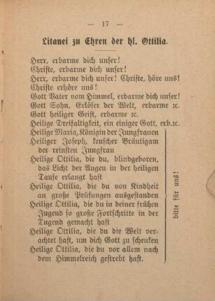Litanei zu Ehren der hl. Ottilia.
