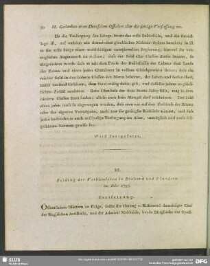 III. Feldzug der Verbündeten in Braband und Flandern im Jahr 1793. Fortsetzung