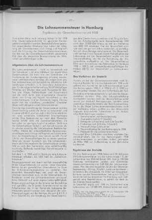 Die Lohnsummensteuer in Hamburg : Ergebnisse der Gewerbesteuerstatistik 1958