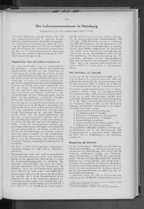 Die Lohnsummensteuer in Hamburg : Ergebnisse der Gewerbesteuerstatistik 1958