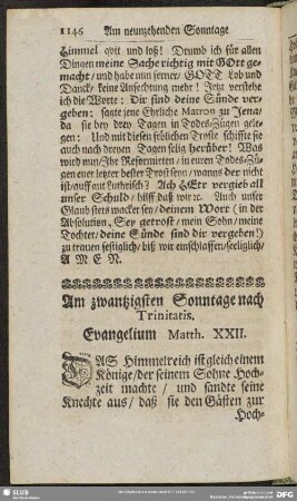 Am zwantzigsten Sonntage nach Trinitatis. Evangelium Matth. XXII