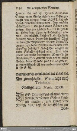 Am zwantzigsten Sonntage nach Trinitatis. Evangelium Matth. XXII