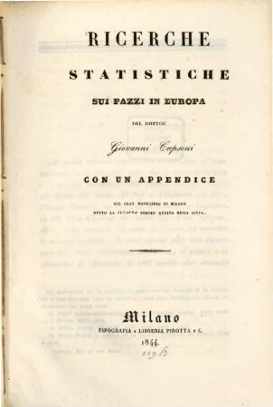 Ricerche statistiche sui pazzi in Europa