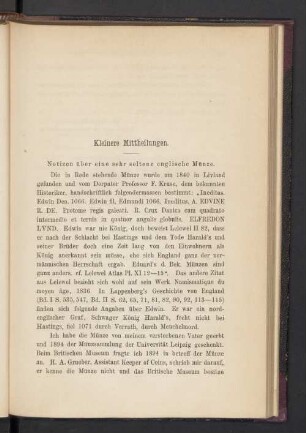 Kleinere Mittheilungen