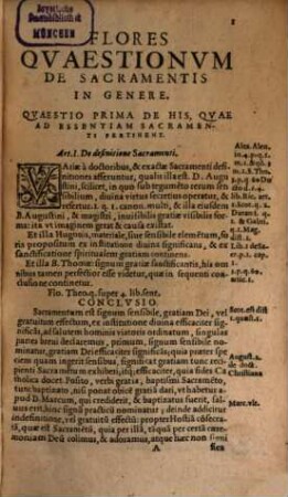 Flores Theologicarum quaestionum in quartum librum sententiarum, P. 1