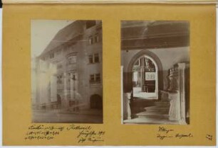 Rathaus, Villingen / Rathaus, Rottweil: Ansicht Rottweil, Innenansicht Villingen (aus: Skizzen- und Fotoalbum 15)