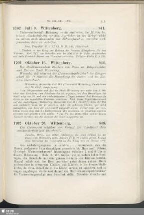 842. 1702, Oktober 16. Wittenberg