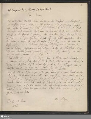 Bl. 13: SvC, Julius an Bunsen, Rom, 12.01.1826