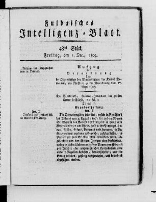 48tes Stück, Ausgabe vom 1. Dec. 1809