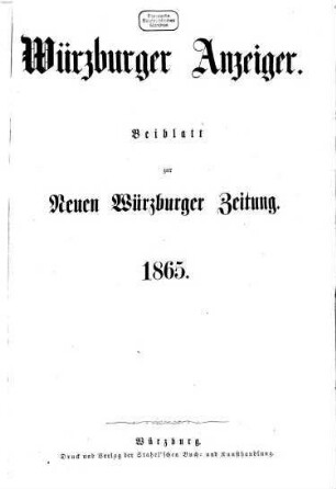 Würzburger Anzeiger. 1865,1/6