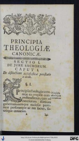 Sectio I. De Jure Sacrorum