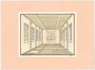 Siedlung für Kriegsbeschädigte Schinkelwettbewerb 1945: Gemeinschaftshaus: Feierhaus. Innenraum, perspektivische Ansicht