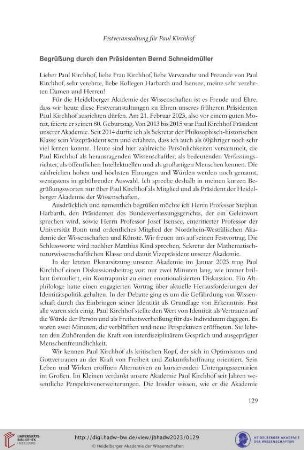 Begrüßung durch den Präsidenten Bernd Schneidmüller