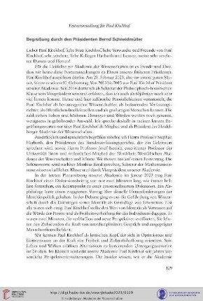 Begrüßung durch den Präsidenten Bernd Schneidmüller